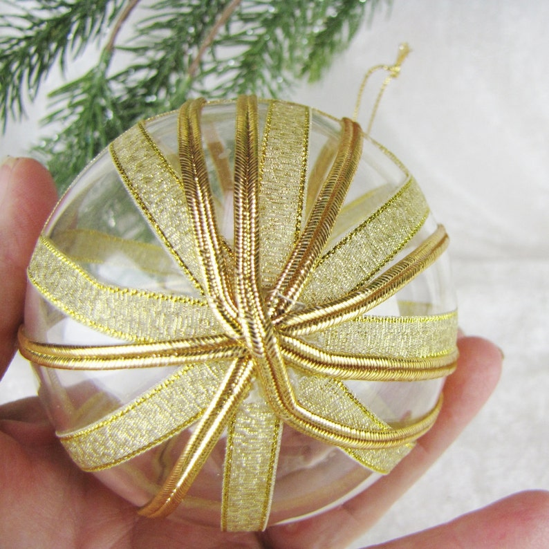 Clear Glass Christmas Holiday Ornaments Vintage Fancy Gold Etsy