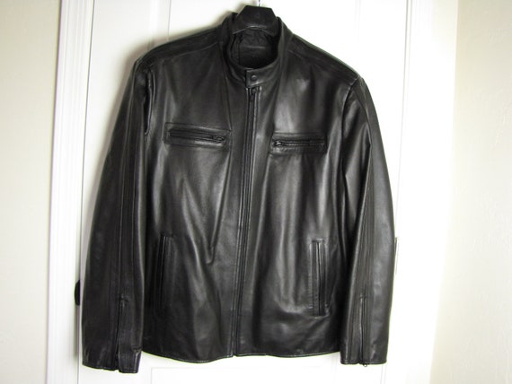 Men's Vintage Black Leather Zippered Biker Jacket Goth | Etsy