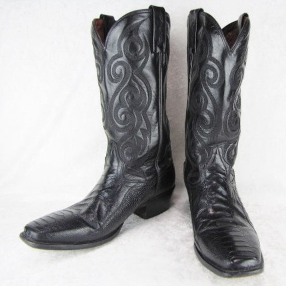 mens black leather cowboy boots