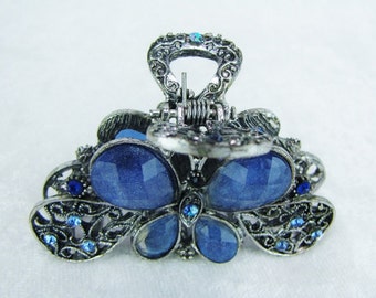 vintage Butterfly Blue Crystal Hair Clip, Accessoires de cheveux mignons Bijoux & Décorations, Français Barrette, Cadeau pour elle