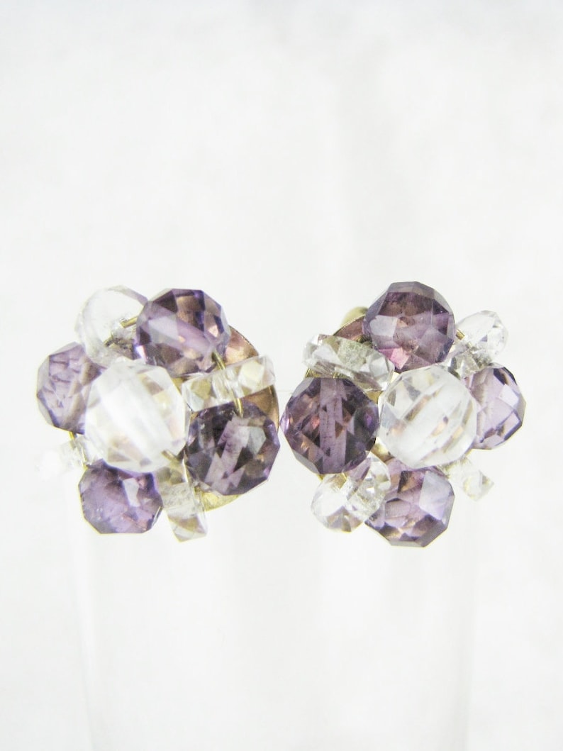 Vintage Non Pierced Screw Back Bead Cluster Earrings, 12K Gold Filled