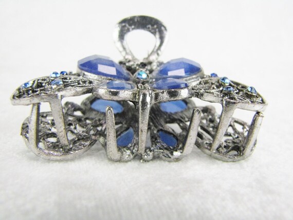 Vintage Butterfly Blue Crystal Hair Clip, Cute Ha… - image 8