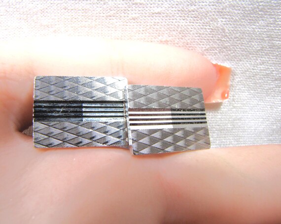 Classic Rectangular Silver Vintage Cufflinks, Men… - image 6