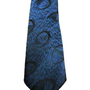 Men&#39;s Blue Pattern Vintage Necktie, Silk Blend Ties For Men, Slim Tie From The 1990s By Wembley, Fathers Day Gift For Him