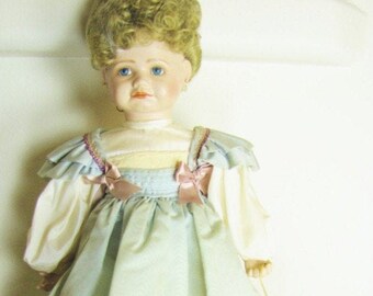 Collectible Vintage Young Girl Doll, 20 inches, Fashion Designer Toddler Display Figurine, Victorian Antique Style Porcelain