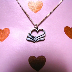 Vintage Dainty & Delicate Sterling Silver Heart Pendant Necklace, Minimalist Love Pendant, Unique Gift for Her, Gift For Her