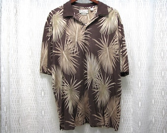 Streetwear Shirts. Mens Vintage Casual Hawaiian Floral short sleeve Polo pullover, Soft comfortable 70% silk 30 cotton By Pusser Island XL