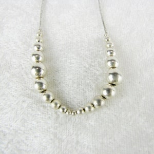 Dainty Sterling Silver Choker Necklace, Layering Everyday Unique Double Graduated Bead Choker, Gift For Her