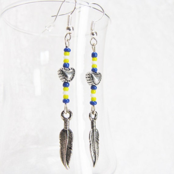 Ethnic Beaded Feather Dangle Earrings, Tribal Boh… - image 7