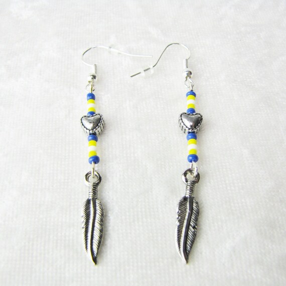 Ethnic Beaded Feather Dangle Earrings, Tribal Boh… - image 8