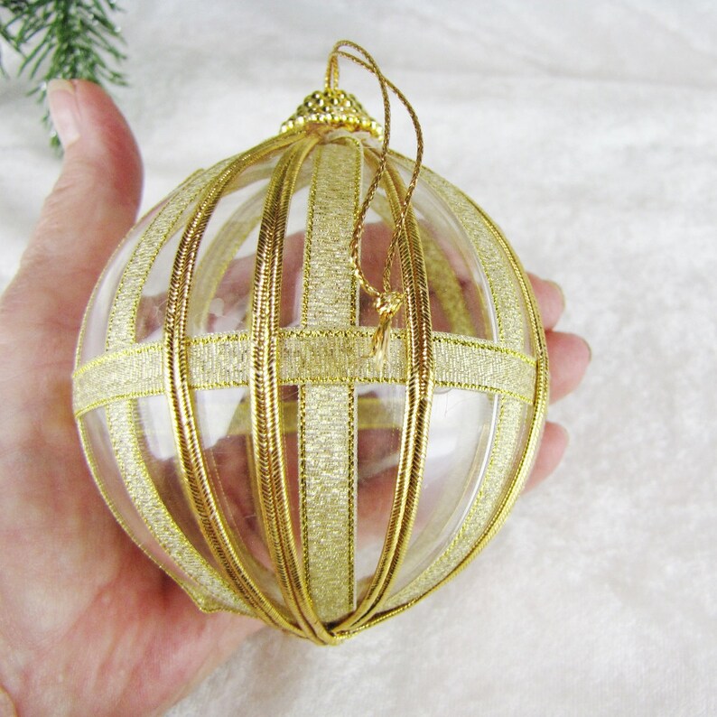 Clear Glass Christmas Holiday Ornaments Vintage Fancy Gold Etsy