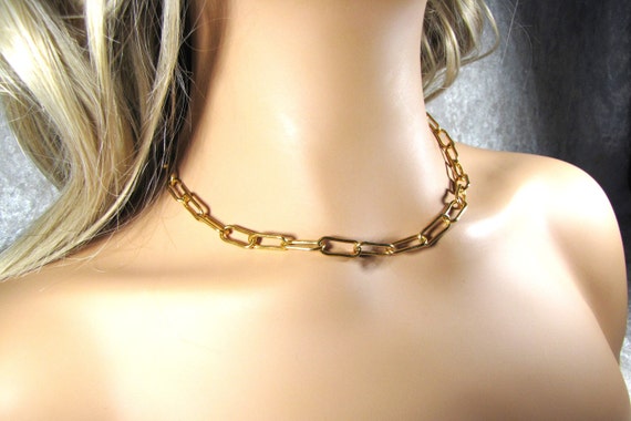 Irresistible Gold Choker Chain Necklace, Papercli… - image 3