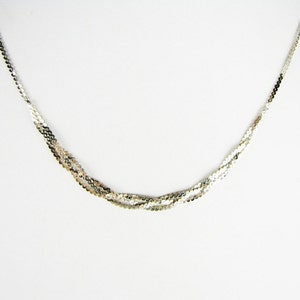 Unikt vävt halsband i sterlingsilver, modern flätad 18 tums sterlingsilverkedja, smycken för frun, present till henne bild 1
