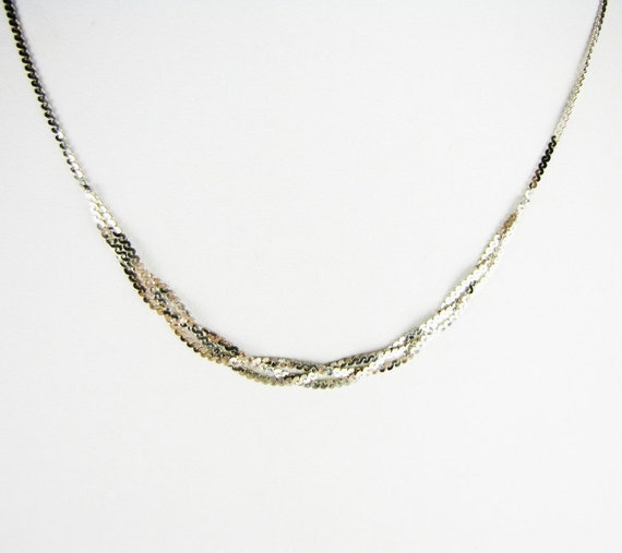 Unique Sterling Silver Woven Necklace, Modern Braided 18 Inch Sterling Chain,  Wife Jewelry Gift For Her