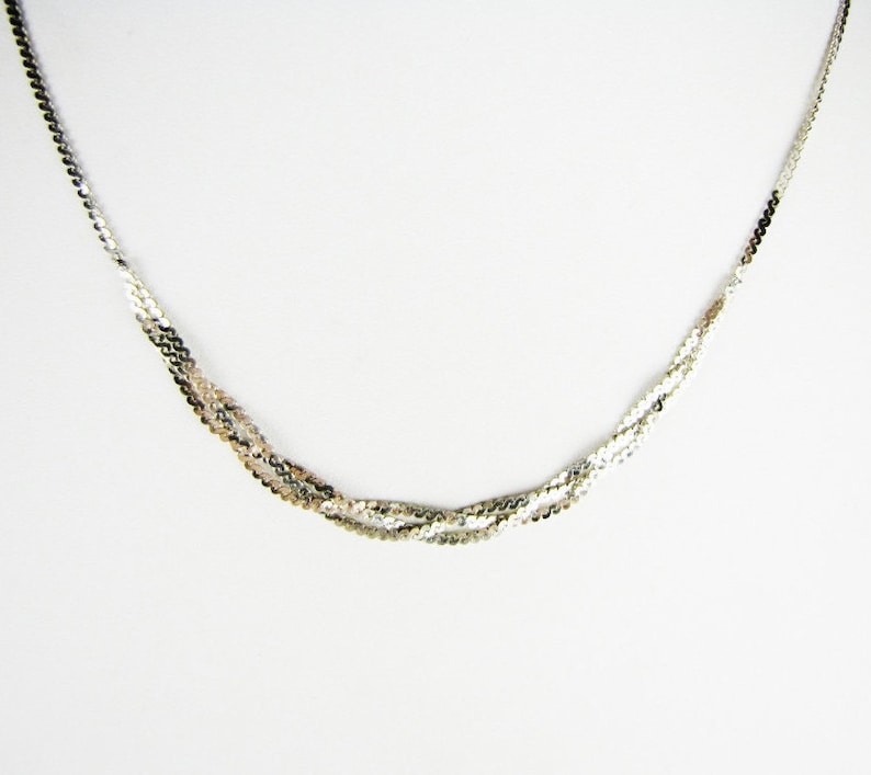Unikt vävt halsband i sterlingsilver, modern flätad 18 tums sterlingsilverkedja, smycken för frun, present till henne bild 1