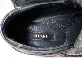 Vintage Alfani Black Leather Slip-on Loafers, Square Toe, Size 7 1