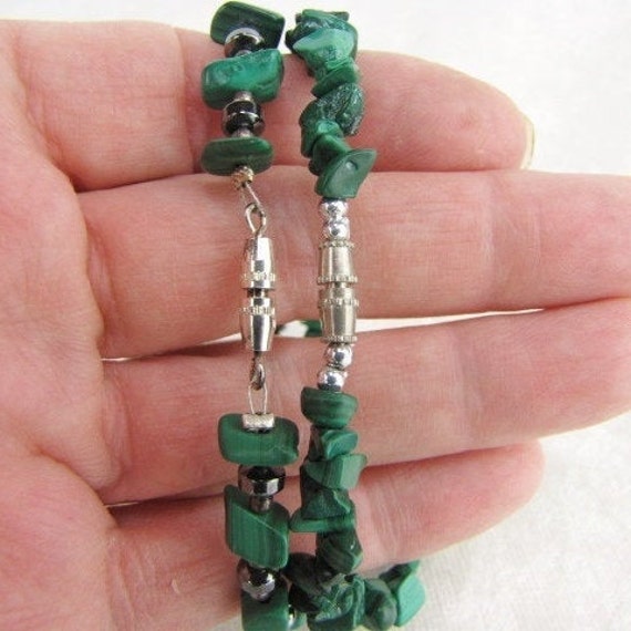 Malachite Beaded Stacking Bracelet Set, Green Sto… - image 9
