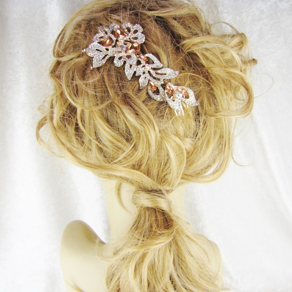 Wedding Bridal Vintage Hair Comb Headpiece, Rose … - image 1