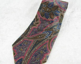 Men's Vintage Colorful Necktie, 100% Silk Tie, Paisley Pattern, Traditional Neckwear,  Gift For Him, Italian by Principe