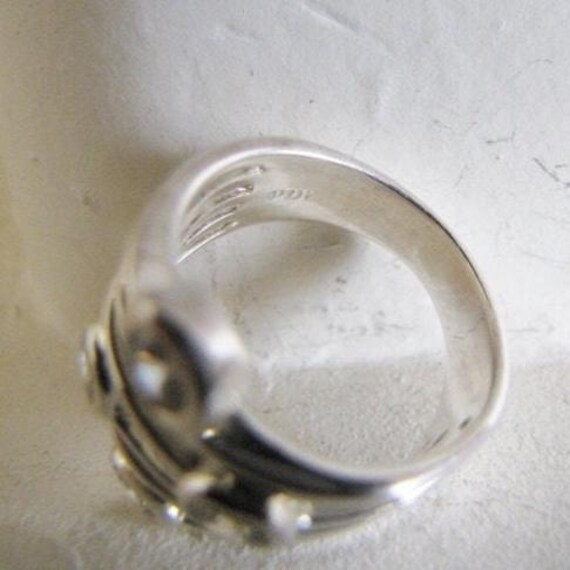 Silver and Crystal Boho Stacking Ring, Unique Sta… - image 11