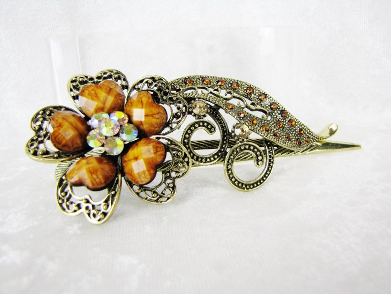 1X Vintage Filles Femmes Cristal Strass Paon Cheveux Barrette Pince Épingle à Cheveux FQ