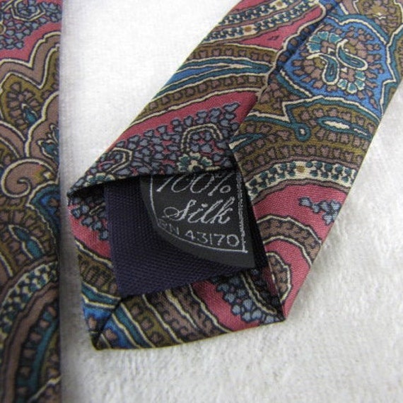 Men's Vintage Colorful Necktie, 100% Silk Tie, Pa… - image 5
