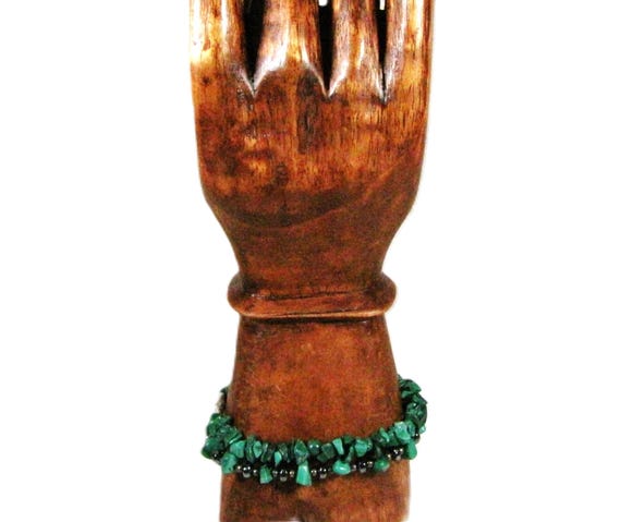 Malachite Beaded Stacking Bracelet Set, Green Sto… - image 1