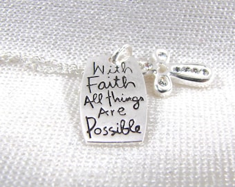 Collar con colgante de cruz de plata, pequeño, sencillo, delicado, religioso, minimalista, cruz de plata esterlina con mensaje inspirador