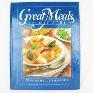 Fisch & Schalentier Menüs Rezepte Kochbuch, Vintage, Illustriert, Gourmet Alltagsklassiker Kochbuch, Essensplanung, Weinvorschläge Time-Life
