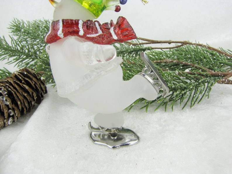 Ice Skating Snowman Ornament with Green Jester/'s Hat /& Red Scarf Snowman Ornament Self Standing Ornament Tree Decoration Sister Hostess Gift