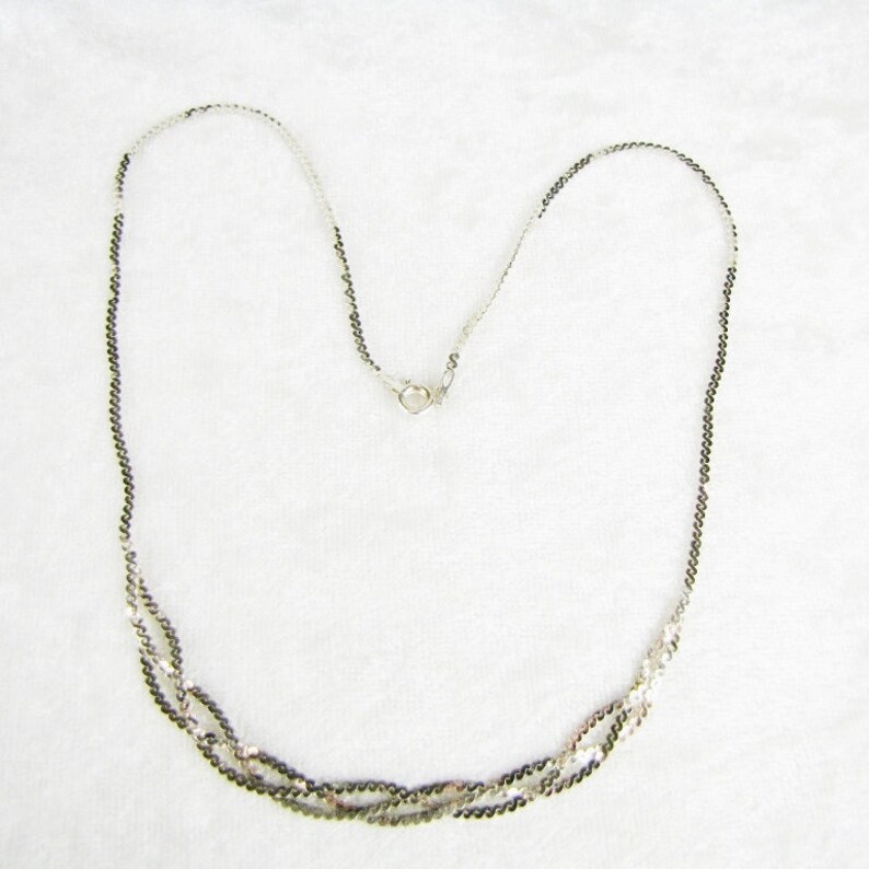 Unikt vävt halsband i sterlingsilver, modern flätad 18 tums sterlingsilverkedja, smycken för frun, present till henne bild 3