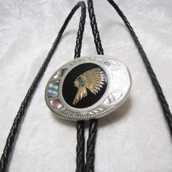 Handmade Gifts for Her Western Boot Embossed Leather Bolo Necklace