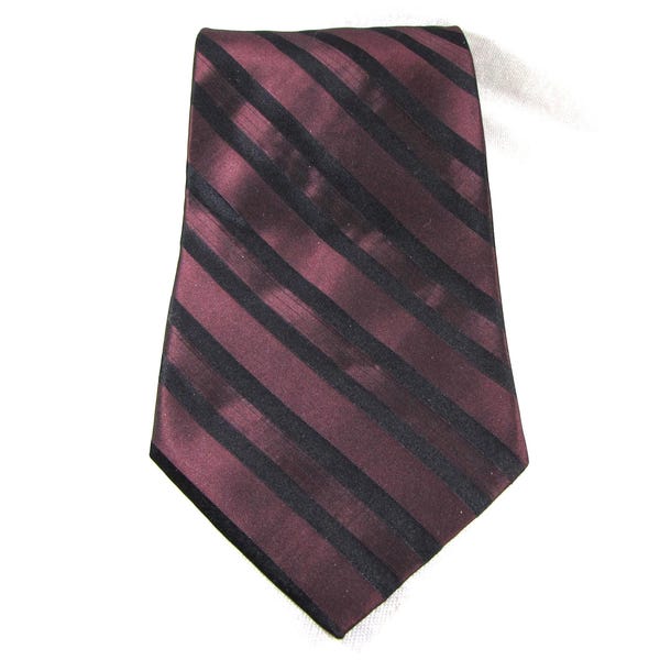 Vintage Mens Striped Necktie, 100% Silk , Burgundy and Black, Irvine Park, Made in the USA