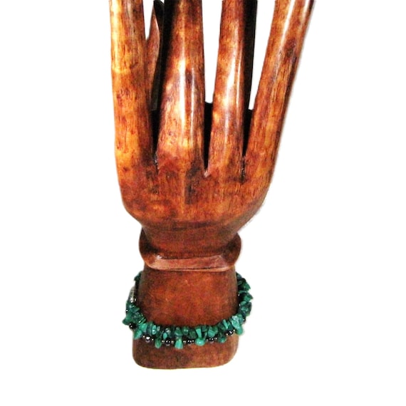 Malachite Beaded Stacking Bracelet Set, Green Sto… - image 5
