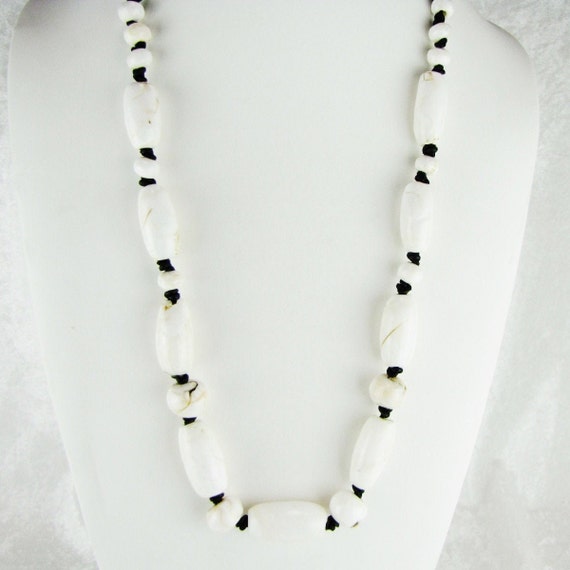 Boho Long Stone Necklace, Unique Tribal Ethnic Ne… - image 1
