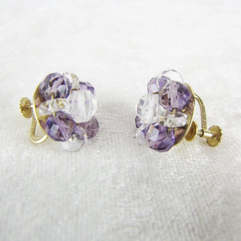 Vintage Non Pierced Screw Back Bead Cluster Earrings, 12K Gold Filled