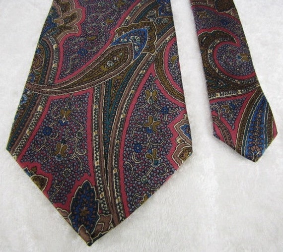 Men's Vintage Colorful Necktie, 100% Silk Tie, Pa… - image 4