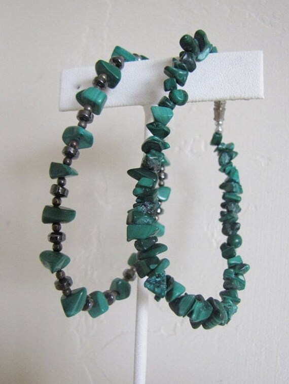 Malachite Beaded Stacking Bracelet Set, Green Sto… - image 3