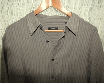 Mens Vintage Casual Shirt by Alfani. Striped weave short sleeve soft comfortable boho fabric. Size XXL