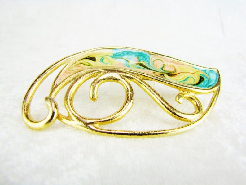 Enamel Pin Turquoise and Pastel Brooch Pin Gold Costume - Etsy