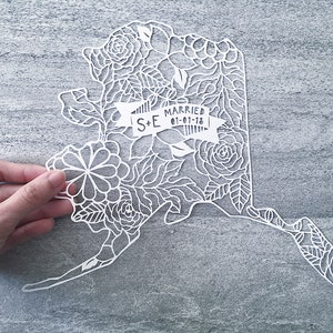 Personalized Papercut State Map, Custom Wedding Anniversary Gift, Engagement Day, Birthday Gift image 7