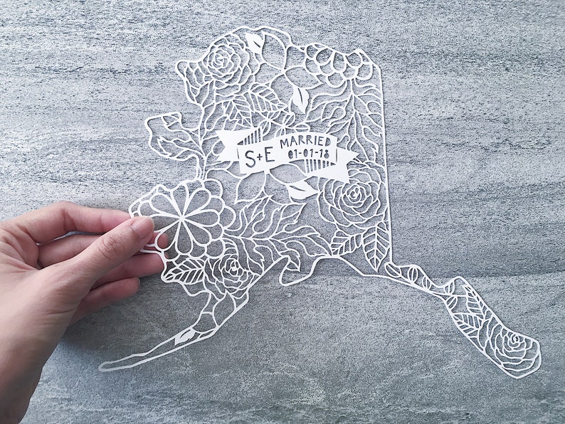 Personalized Papercut State Map, Custom Wedding Anniversary Gift, Engagement Day, Birthday Gift image 7