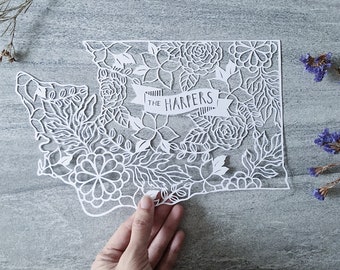 Paper Anniversary Gift, Hand-Cut Celebration Map, Personalized Wedding Keepsake, Heirloom Housewarming Gift, Custom Papercut