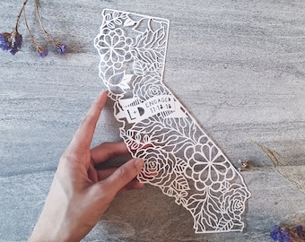 Personalized Engagement Gift, Custom Papercut Map, State Map Paper Art, Handmade Customized Gift, Cut-out Paper Art, Gift for Couples