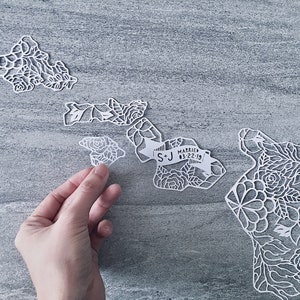 Wedding Papercut, Custom Valentine's Day Gift, Personalized Papercut Map, State Map Paper Art, Wedding Guestbook Alternative, State Cut-out image 8