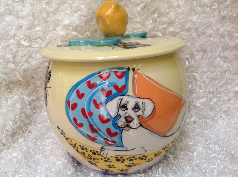 Cookie Jar / Hand Painted / Ceramic / Dog / Treat Jar / Custom Etsy