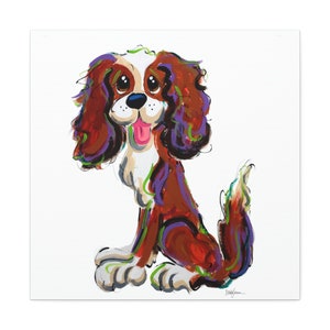 King Charles Cavalier  Giclee by Debby Carman,  Blenheim King Charles Cavalier Spaniel Art, Wall Art for Home,  Cavalier 24x30