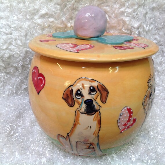 Cookie Jar / Hand Painted / Ceramic / Dog Treat Jar / Custom Etsy