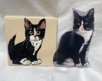 Persian Cat Tile / Ceramic - Personalized Hand-Painted Pet Portrait Tile - Customizable to Any Breed - 6x6 inch Ceramic Art/10” Ceramic Art