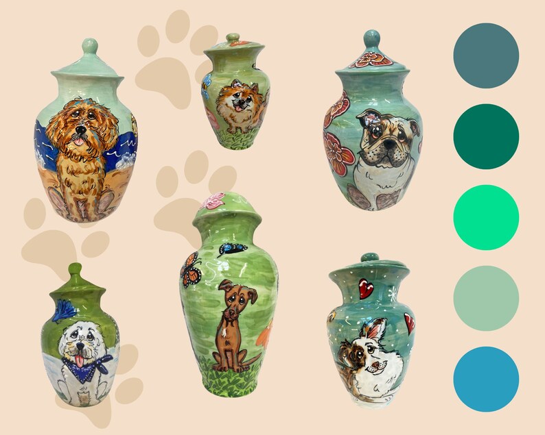Dog Memorial Vase / Custom Hand Painted / Pet Urn / Loss of Etsy